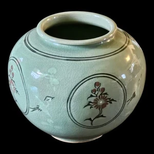 Antique Goryeo Celadon Crane And Chrysanthemum Handmade,HandPainted,Rare Pattern - Picture 1 of 9