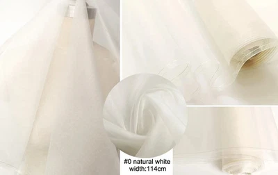 按码硬质透明丝绸纱布 100 天然丝绸 Organza 织物婚礼 Diy — 第 1/4 张图片