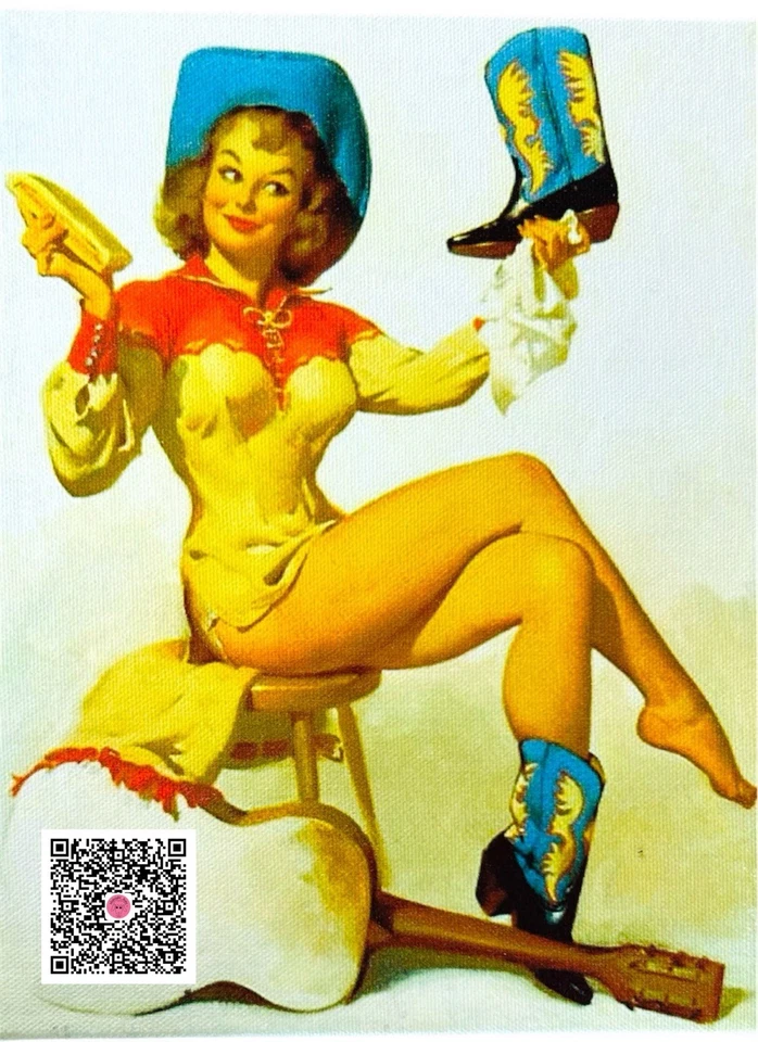 “Boot Polish” por Gil Elvgren Impressão em Tela Pronta para Pendurar Emoldurada Não Assinada REPRODUÇÃO - Imagem 1 de 4