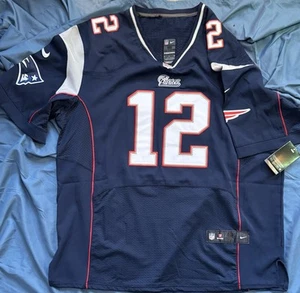 Nike Facsimile Autographed Tom Brady New England Blue Jersey Size 56 - Picture 1 of 8