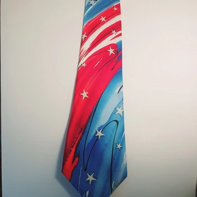 Corbata para hombre J Garcia 100 % seda bandera roja blanca azul 61x3,75" patriótica  Foto 1 de 4
