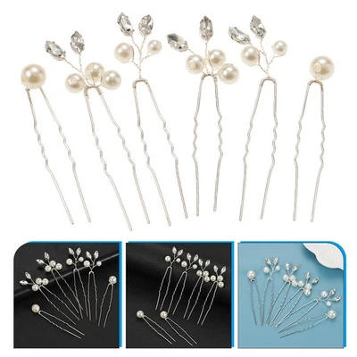  6 Pcs Accessorio Nuziale Forcine Per Capelli Matrimonio Da Donna - Immagine 1 di 4