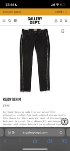 Unikat Gallery Department Ready Denim Jeans mit individuellem goldfarbenem Reißverschluss - Bild 1 von 10