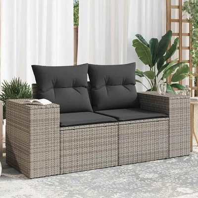 Garden Sofa Grey PE rattan Medium Adjustable Feet Garden Sofa - Image 1 of 4