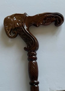 Beautiful Hand Carved Elephant Head Handle Wooden Detachable Walking Stick.37” - Picture 1 of 15
