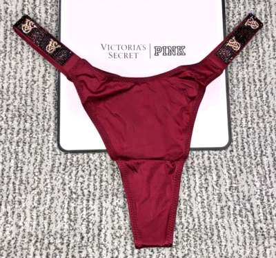 Victoria's Secret Very Sexy NWT XL Red Shine Strap Thong Panty Logo Bling - Image 1 of 4