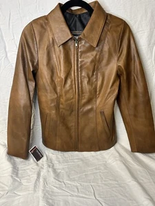 Damen Lederjacke Neu Braun-M Slim Fit - Bild 1 von 3