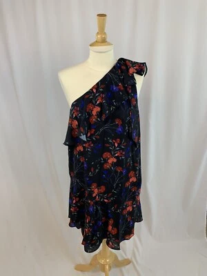 Parker Womens Black Floral Print Dress Size Medium One Shoulder Fairy Whimsigoth - Image 1 of 4
