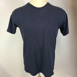 Vintage Distressed Worn Paper Thin Blank Plain Work Navy Blue T Shirt 80s 90s - Picture 1 of 9