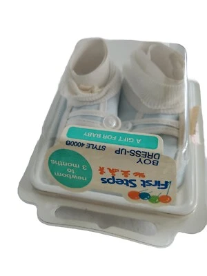 First Steps Azul Niño Vestir Bebé Botín Zapatos Estilo 4000B NB-3 MESES NUEVO EN PAQUETE Foto 1 de 4