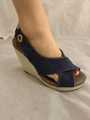 Splendid Heels Womens 9.5 M Slingback Platform Blue Slip On Wedge Casual Comfort - Image 1 of 4