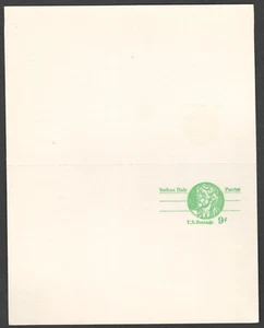 US. UY28. 9c +9c. Nathan Hale. Paid Reply Postal Card. Unfolded. MNH. 1977 - Picture 1 of 1