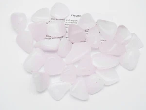 1 pc PINK CALCITE tumbled stone crystal Pakistan size large pouch info card - Picture 1 of 1