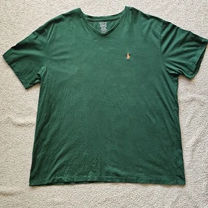 Polo R Lauren Camicia Uomo XXL Tinta Unita Verde Manica Corta Scollo a V 100% Cotone - Foto 1 di 9
