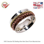 925 Sterling Silver  Multi Metal Meditation Spinner Ring Customize Size UK H - Z
