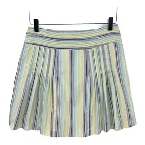 J. Crew Stripe Pleated A-Line Flare Skirt Women's Size 4 Lined 100% Cotton - Picture 1 of 6