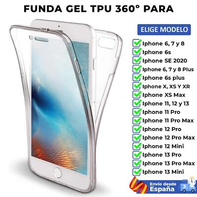 TODOTUMOVIL Funda TPU 360 para iPhone 6 6s 7 8 X XS 11 12 13 Max Mini Plus SE 2020