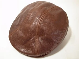New York Hat Co Vintage Leather 1900 Hunting Cap Brandy L/XL Made in USA - Picture 1 of 5