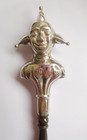 ANTIQUE EDWARDIAN SILVER MOUNTED JESTER BUTTON HOOK BY CRISFORD AND NORRIS
