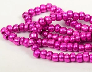 Tschechische kleine Glasperlen Größe 6/0 "METALLIC ROSA FUCHSIA" Stränge - Bild 1 von 3