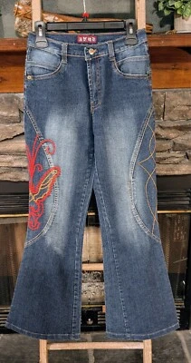 ASIAN Inspired Jeans Misses size S-XS Chinese Haoran jeans High Waist Flare - Image 1 of 4