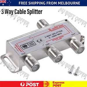 TV Antenna Splitter 3Way F-Type Aerial 5-2400MHz Power Pass Foxtel AU - Picture 1 of 8