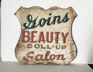 VTG.Hand Painted Wood Double Sided Beauty Salon Advertising Sign 25 1/2" x 24" - Picture 1 of 5