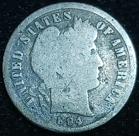 1894-P Silver Barber Dime 10 Cents~3rd Year Coin~Scarce Date! Cover