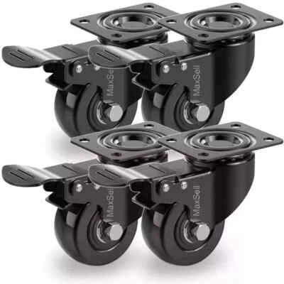 MAXSELL 4 X Heavy Duty 50mm Swivel Castor Wheels Trolley Furniture Casters PU 200kg
