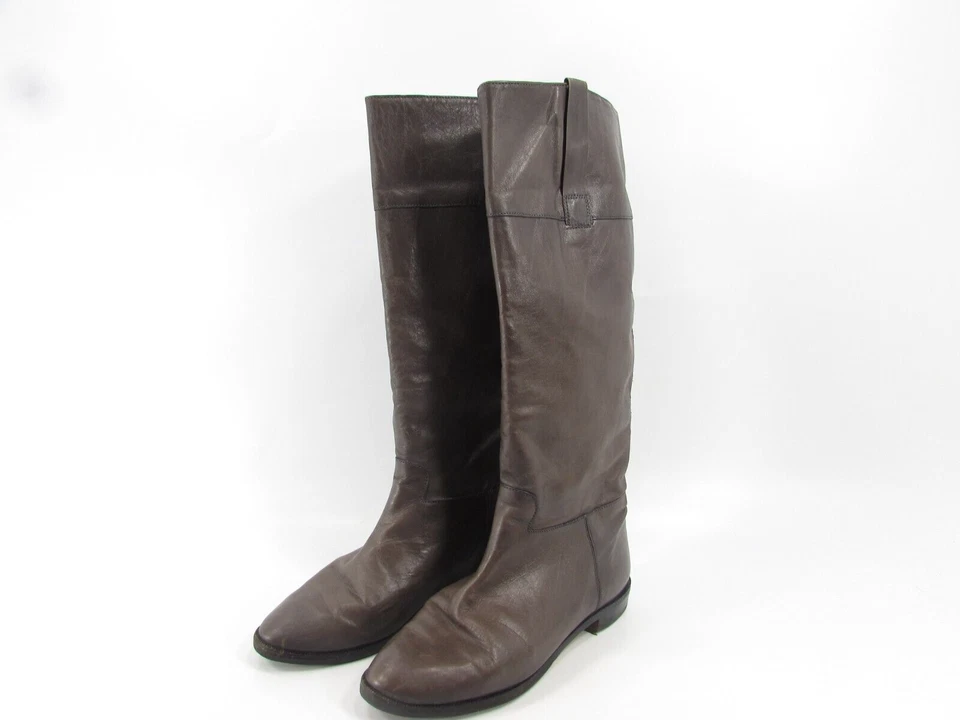 Botas de Equitação Vintage Bally Suisse Couro Marrom Alto Salto Boho Logotipo tamanho 6.5 - 7 - Imagem 1 de 4