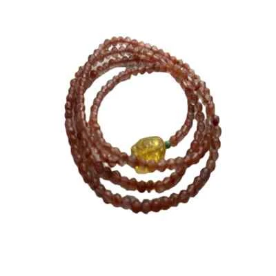 天然樱桃红色玛瑙4环手链带蜂蜡守护神 — 第 1/4 张图片