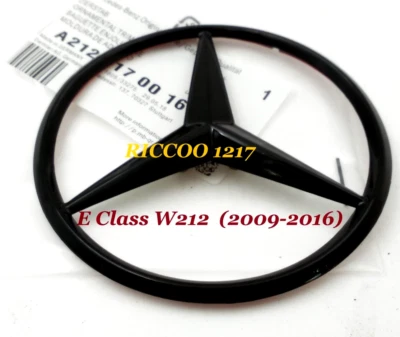 Rear star badge for E Class W212 sedan 2009-2016 fits Mercedes Benz gloss blsck - image 1 of 4