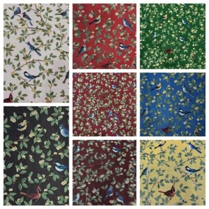 Robin Redbreast Birds Vintage French Jacquard Tapestry Upholstery Fabric BTY - Picture 1 of 25