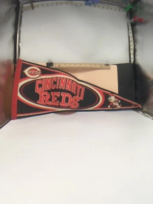 Cincinnati Reds Mr Redlegs In Pinstripes Charlie Hustle WinCraft Felt 12”x30”htf - Image 1 of 4