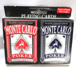 Monte Carlo Poker Playing Cards Twin pack plastic coated finish Games Strategy - Picture 1 of 6