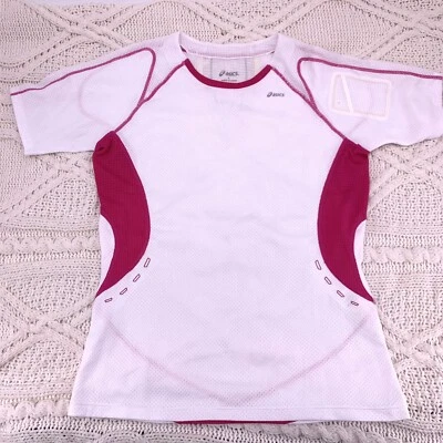 ASICS Tennis Shirt Workout Top Perforated Sleeve Pocket Lightweight White Size L - Image 1 of 4