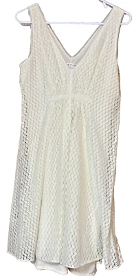 Vestido para mujer MSSP Max Studio blanco crochet sin mangas talla pequeña Foto 1 de 4
