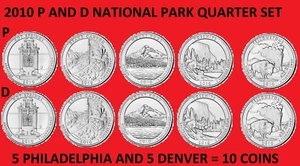 2010 America the Beautiful Quarter P & D 10 Coin Set UNC - Picture 1 of 1