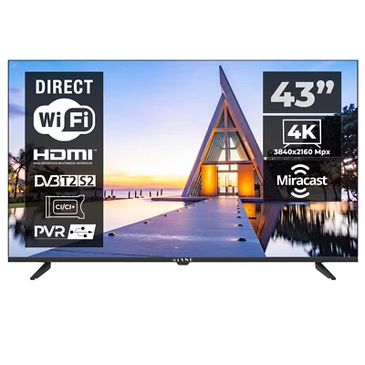 Fernseher 43 Zoll 4K LED Smart TV Android UHD HDMI USB Dolby Wi-Fi Netflix Kiano