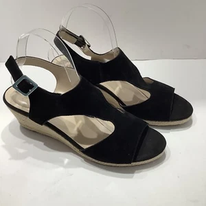 Bandolino Damengröße 9,5 M schwarz Leder Natasha Keilabsatz Leder Espadrille Exc - Bild 1 von 6