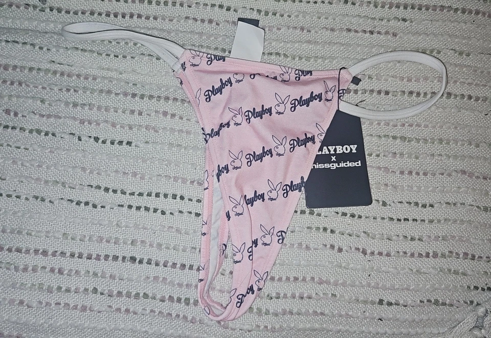 Tanga Playboy Rosa Blanco y Negro Extra Grande Foto 1 de 1