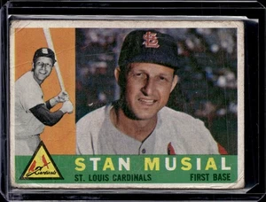 1960 Topps #250 Stan Musial St. Louis Cardinals (HOF) LOW GRADE (creases) - Picture 1 of 2