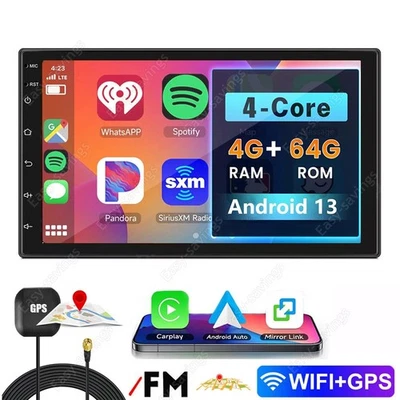 4+64GB Double 2 DIN 7'' Car Stereo Radio Carplay Android GPS Navi Touch Screen - Image 1 of 4