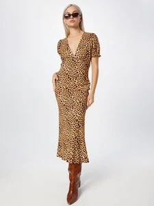 Nasty Gal Womens Leopard Plunge Midi Shift Dress UK 6 Runs Large NWT RRP £67 - Picture 1 of 4