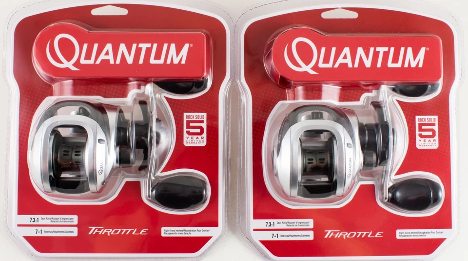 (LOT OF 2) QUANTUM THROTTLE 100 TH100HC 7.3:1 RH BAITCAST REEL CLAM PCK 21-42341 - Image 1 of 2