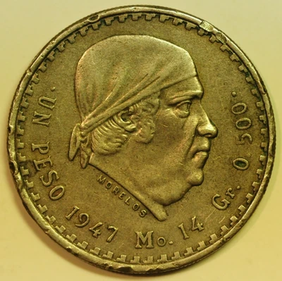 Peso de prata mexicano 1947 General Morelos KM#456 MW29391 - Imagem 1 de 2