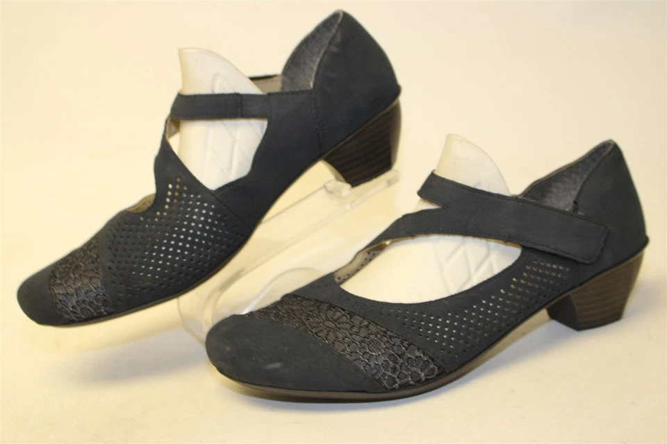 Rieker Two Strap Mary Janes Womens Size 9.5 41 Perf Nubuck Heeled Easy On Shoes - Image 1 of 4