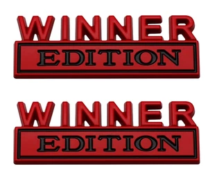 2 Pcs Winner Edition Emblem Car Side Rear Front Hood Trunk Door Badge 3D Decal - Foto 1 di 5