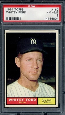 1961 Topps #160 Whitey Ford PSA 8 HOF New York Yankees 6804 - Image 1 of 2