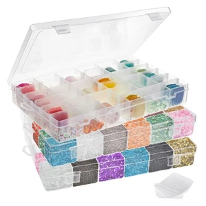 3er Pack Perlen Aufbewahrung Organizer Box mit 36 Gittern und abnehmbaren Trennwänden - Bild 1 von 10